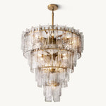 Lattice Contoured Glass Tiered Round Chandelier 47"