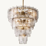 Lattice Contoured Glass Tiered Round Chandelier 47"