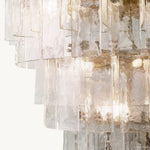 Lattice Contoured Glass Tiered Round Chandelier 47"