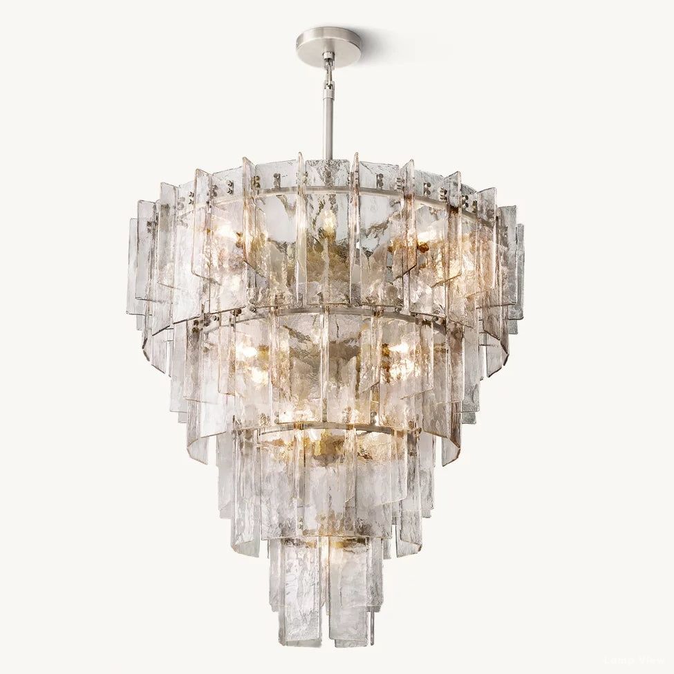 Lattice Contoured Glass Tiered Round Chandelier 47"