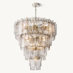 Lattice Contoured Glass Tiered Round Chandelier 47"