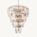 Lattice Contoured Glass Tiered Round Chandelier 47"