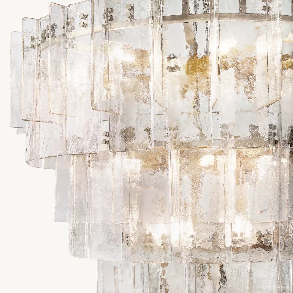 Lattice Contoured Glass Tiered Round Chandelier 47"