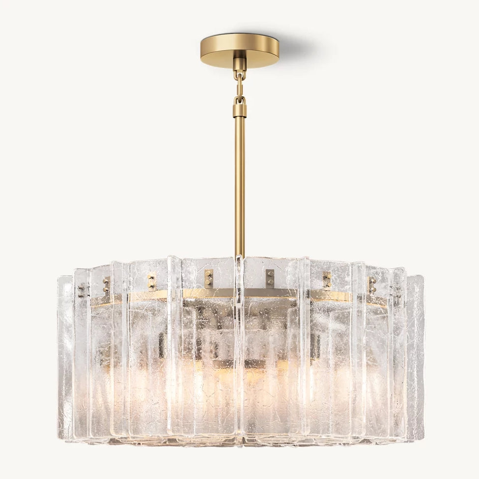 Lattice Contoured Glass Round Chandelier 37"