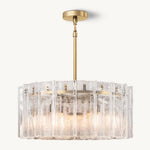 Lattice Contoured Glass Round Chandelier 37"