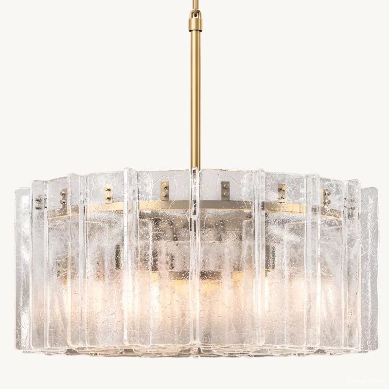Lattice Contoured Glass Round Chandelier 37"