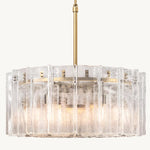Lattice Contoured Glass Round Chandelier 37"