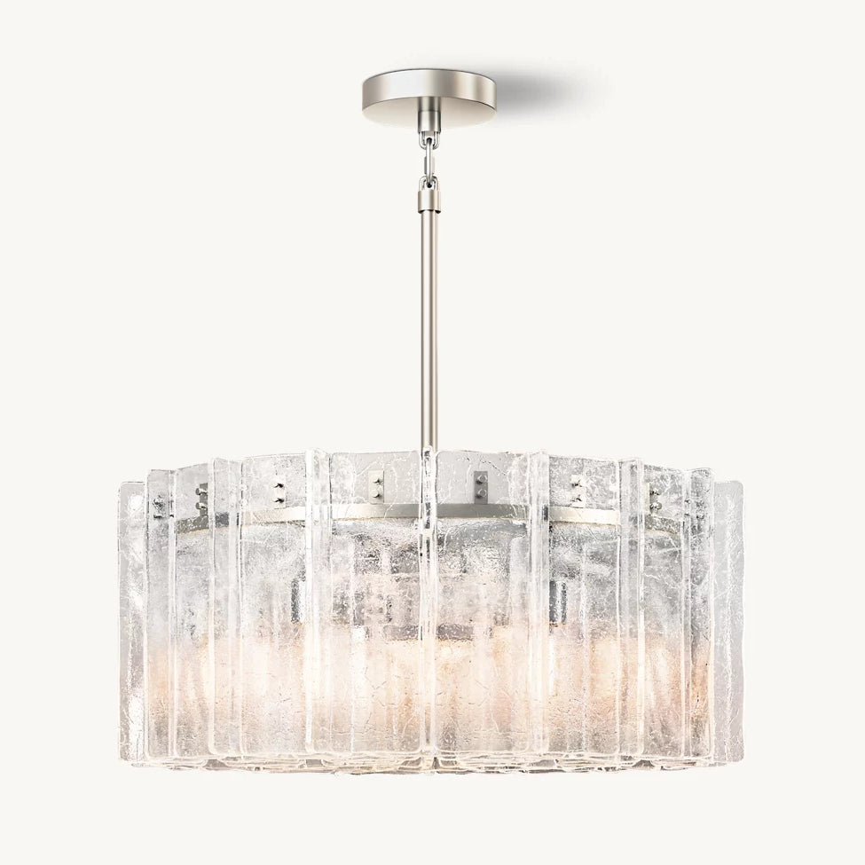 Lattice Contoured Glass Round Chandelier 37"