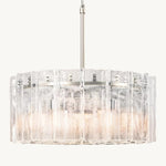 Lattice Contoured Glass Round Chandelier 37"