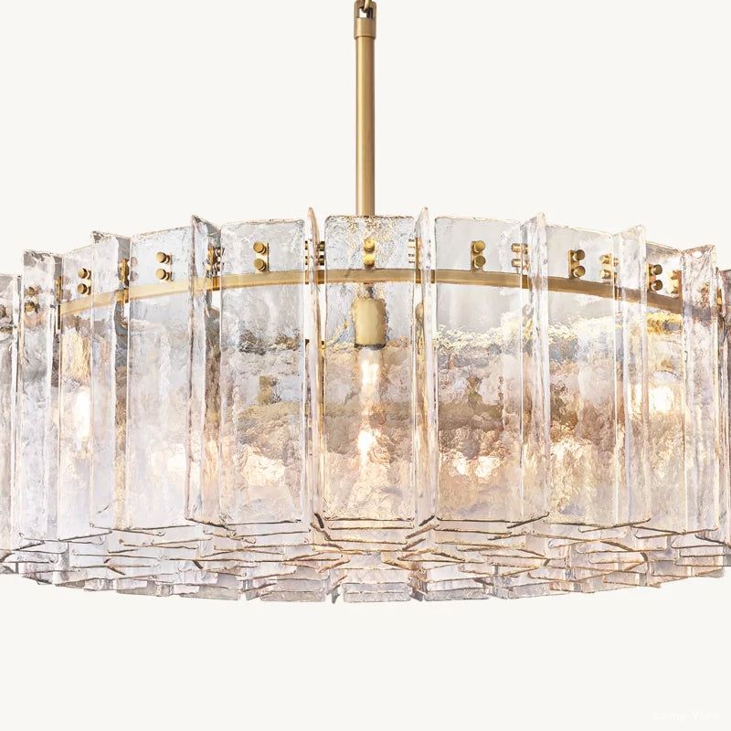 Lattice Contoured Glass Round Chandelier 48"