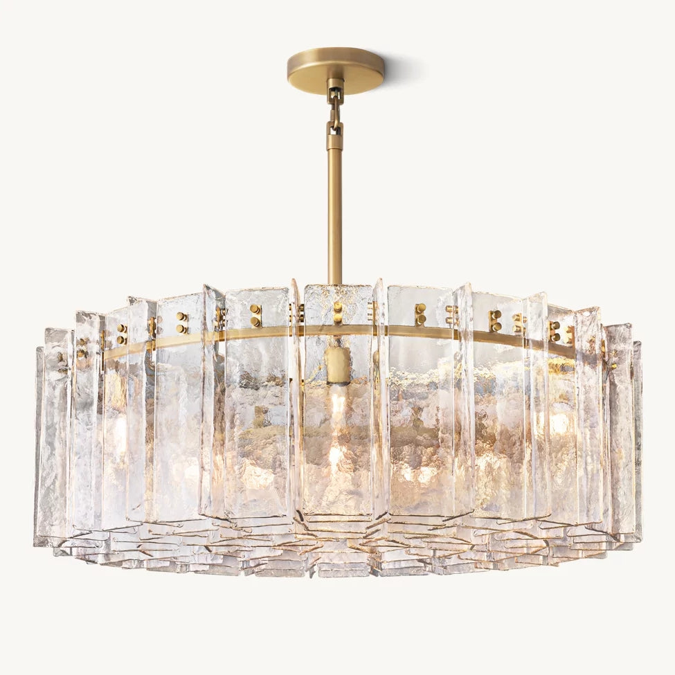 Lattice Contoured Glass Round Chandelier 48"