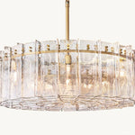 Lattice Contoured Glass Round Chandelier 60"