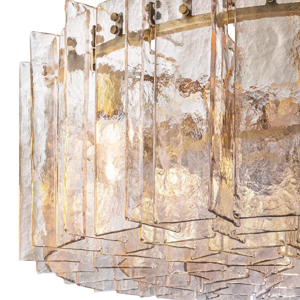Lattice Contoured Glass Round Chandelier 60"