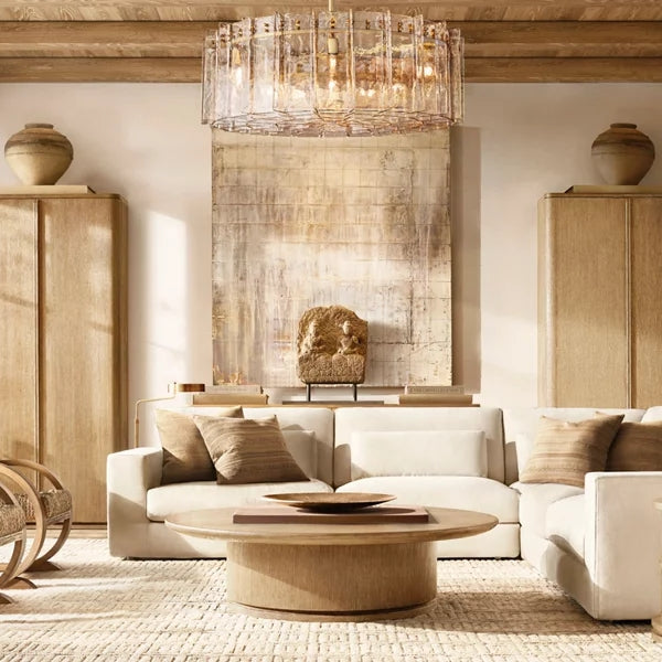 Lattice Contoured Glass Round Chandelier 37"