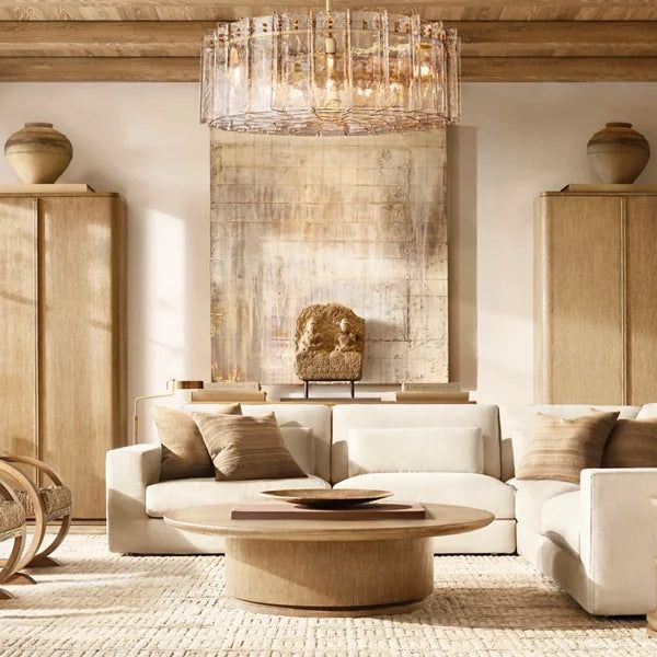 Lattice Contoured Glass Round Chandelier 48"