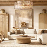 Lattice Contoured Glass Round Chandelier 48"