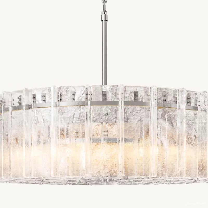 Lattice Contoured Glass Round Chandelier 48"