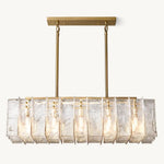 Lattice Contoured Glass Rectangular Chandelier 49"