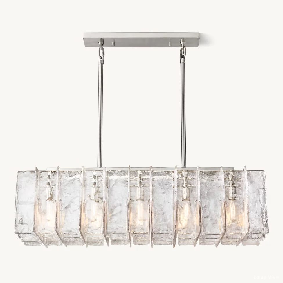 Lattice Contoured Glass Rectangular Chandelier 49"
