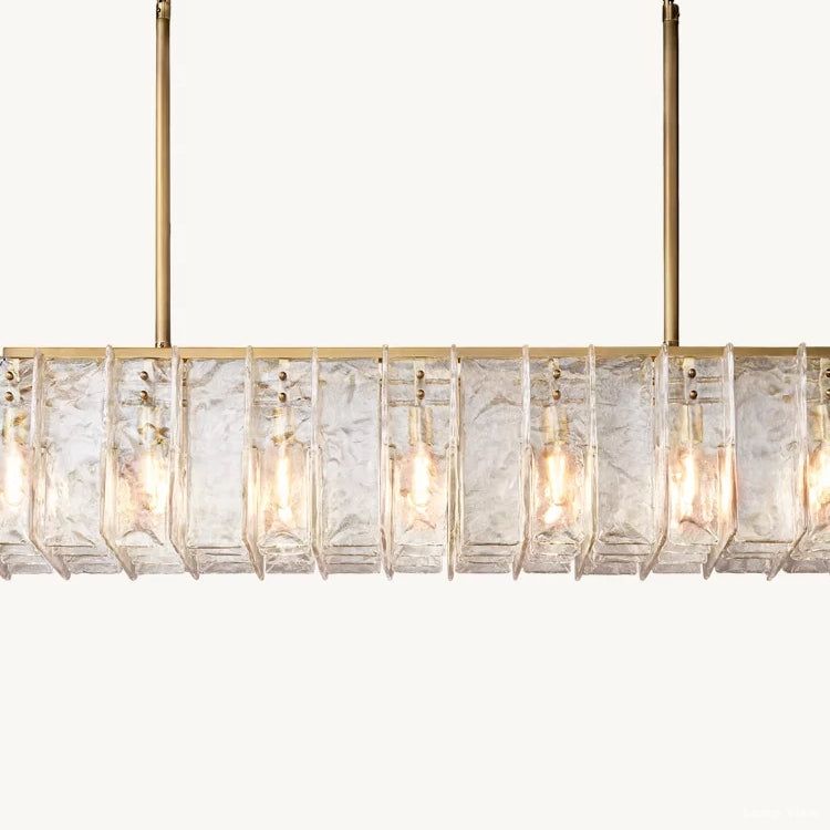 Lattice Contoured Glass Rectangular Chandelier 67"