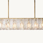Lattice Contoured Glass Rectangular Chandelier 67"
