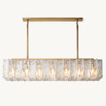 Lattice Contoured Glass Rectangular Chandelier 67"