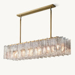Lattice Contoured Glass Rectangular Chandelier 67"