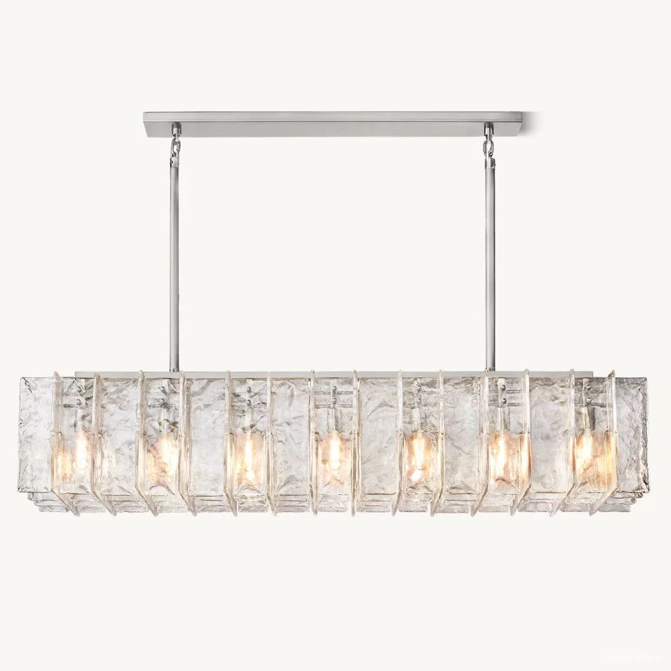 Lattice Contoured Glass Rectangular Chandelier 67"