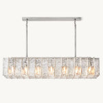 Lattice Contoured Glass Rectangular Chandelier 67"