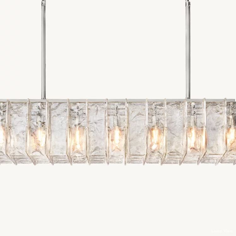 Lattice Contoured Glass Rectangular Chandelier 67"