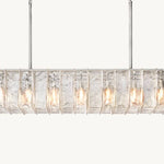 Lattice Contoured Glass Rectangular Chandelier 67"
