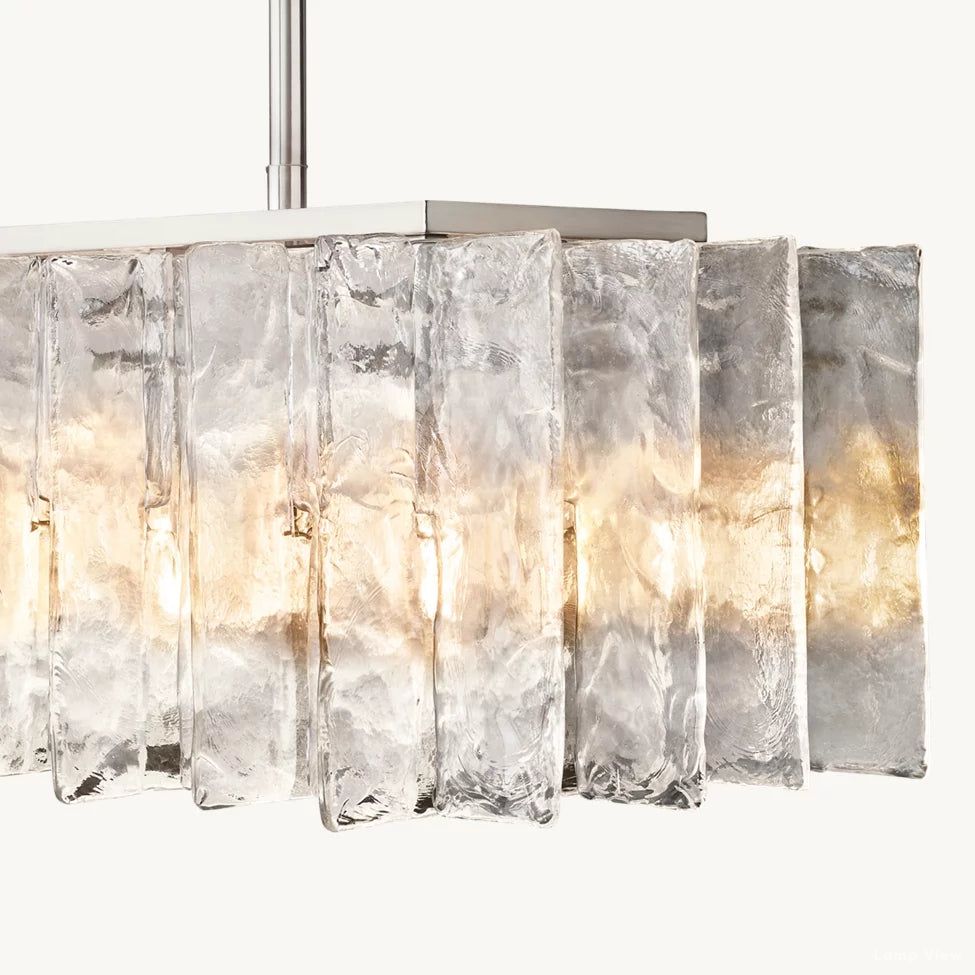 Lattice Contoured Glass Rectangular Chandelier 67"