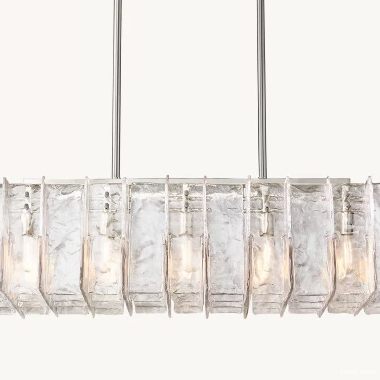 Lattice Contoured Glass Rectangular Chandelier 49"