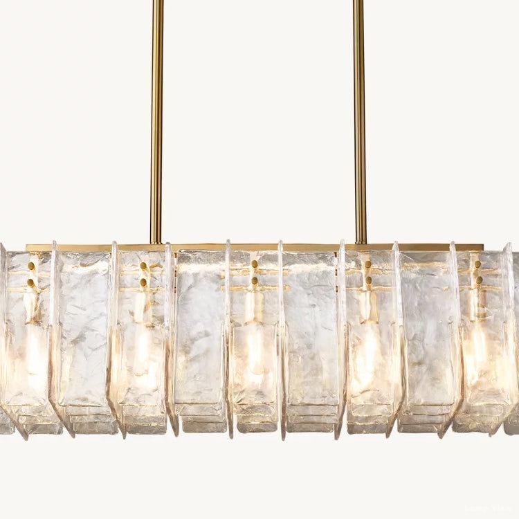 Lattice Contoured Glass Rectangular Chandelier 49"