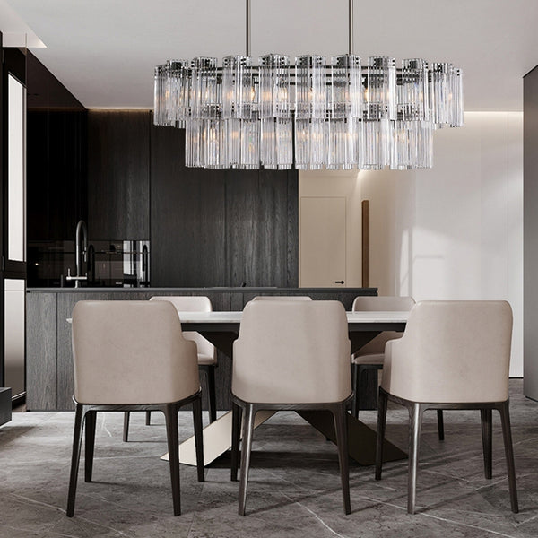 Delsie Grooved Glass Oval Chandelier