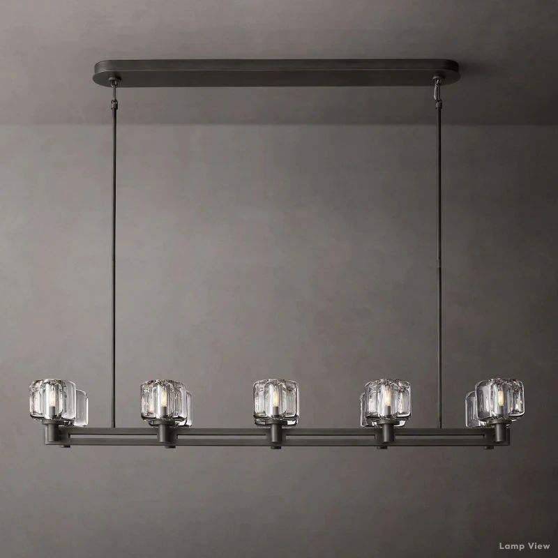 Demaret Modern Crystal Double Linear Chandelier 54"