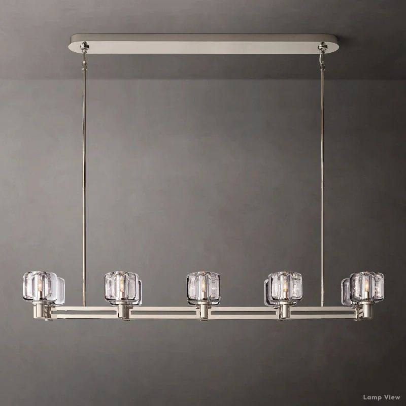 Demaret Modern Crystal Double Linear Chandelier 54"