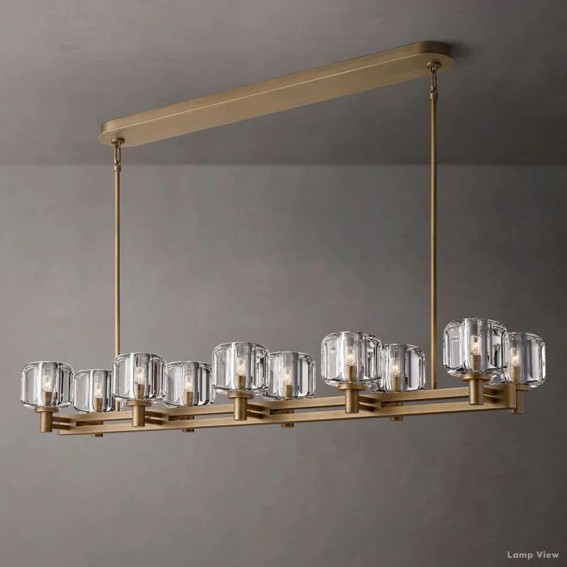 Demaret Modern Crystal Double Linear Chandelier 54"
