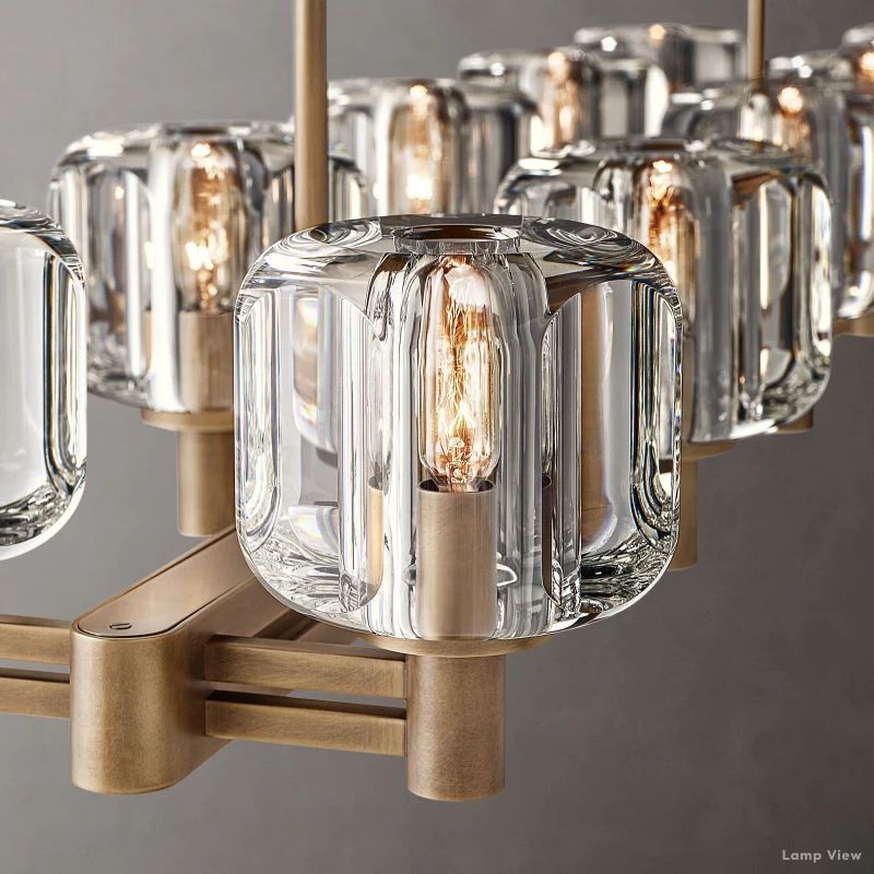 Demaret Modern Crystal Double Linear Chandelier 54"