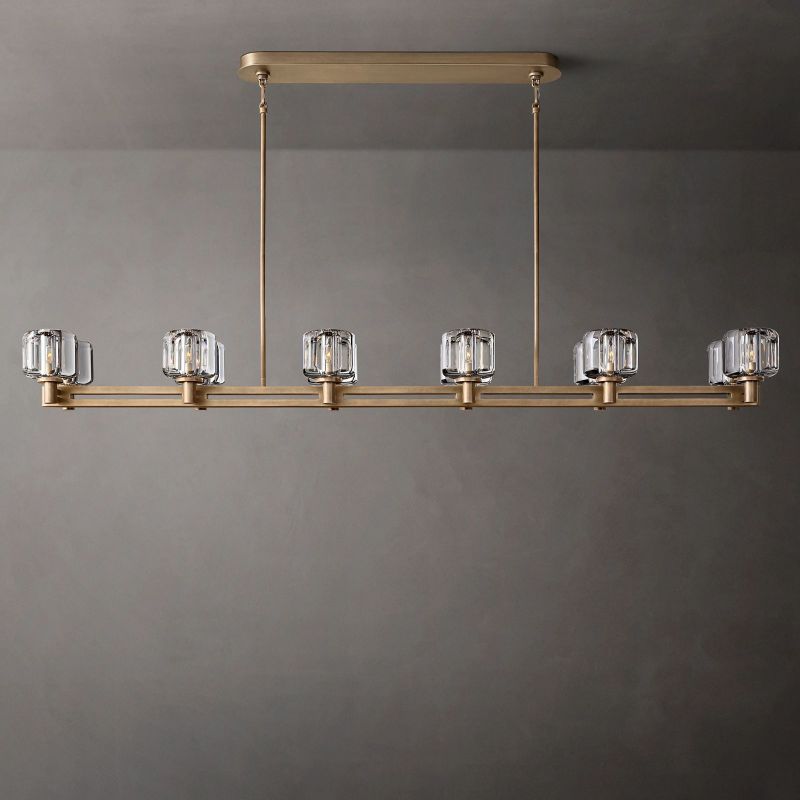 Demaret Modern Crystal Double Linear Chandelier 72"