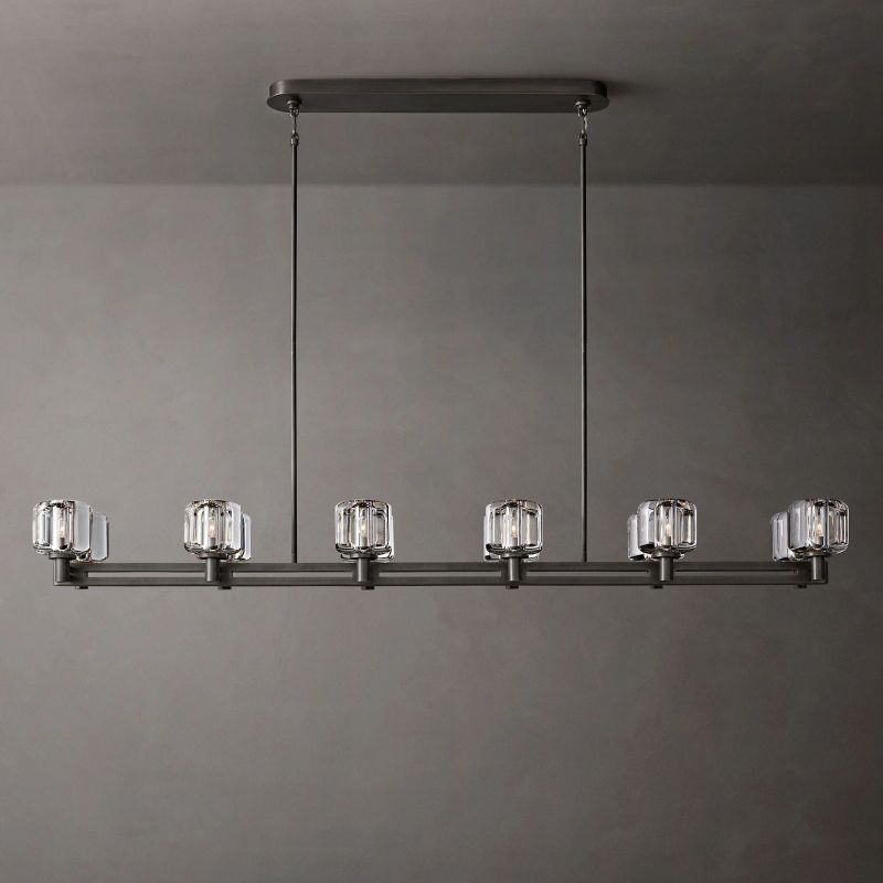 Demaret Modern Crystal Double Linear Chandelier 72"