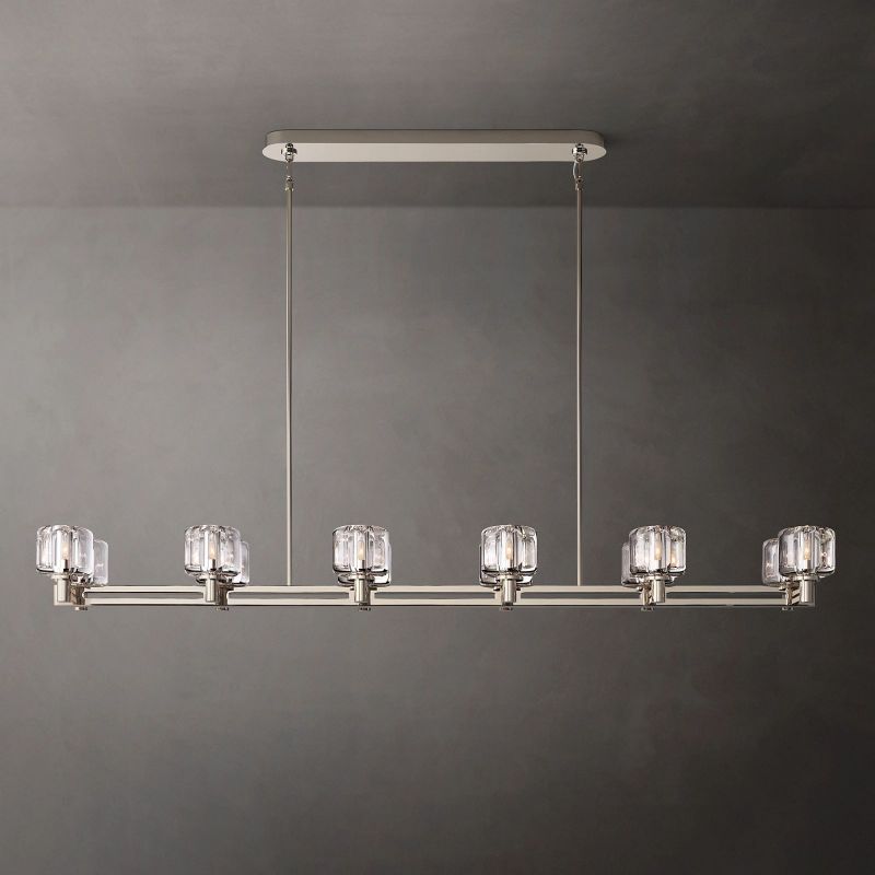 Demaret Modern Crystal Double Linear Chandelier 72"
