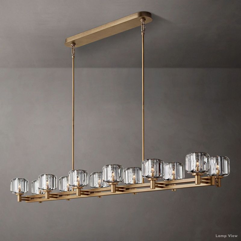Demaret Modern Crystal Double Linear Chandelier 72"