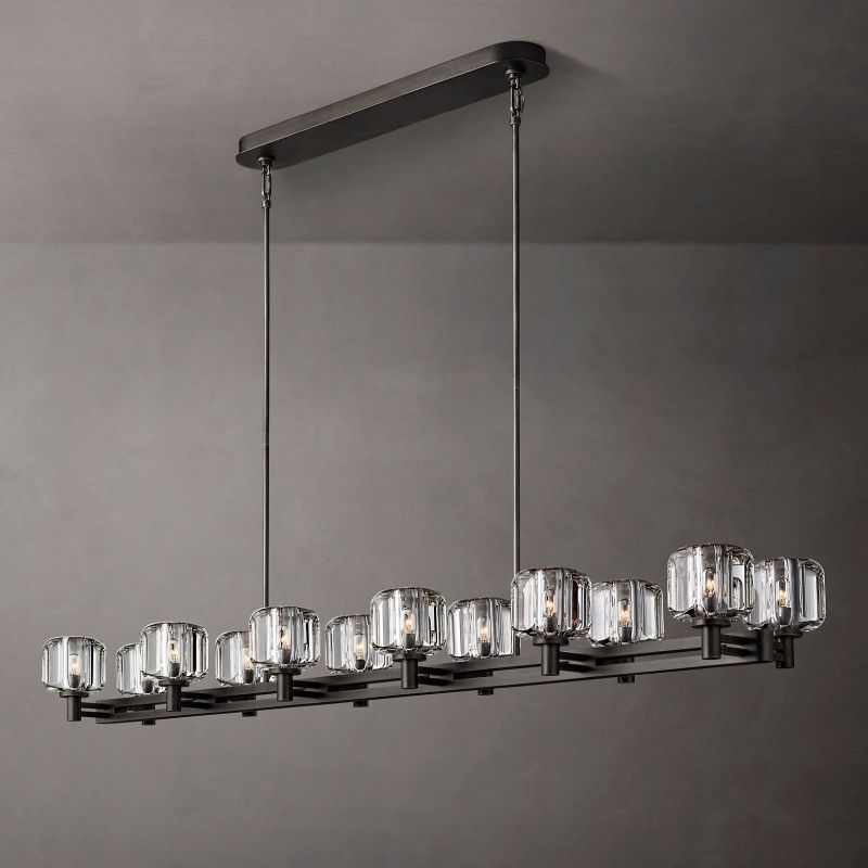 Demaret Modern Crystal Double Linear Chandelier 72"