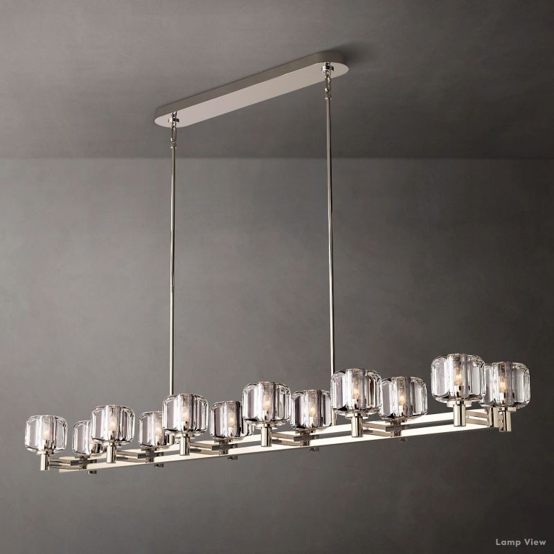 Demaret Modern Crystal Double Linear Chandelier 72"