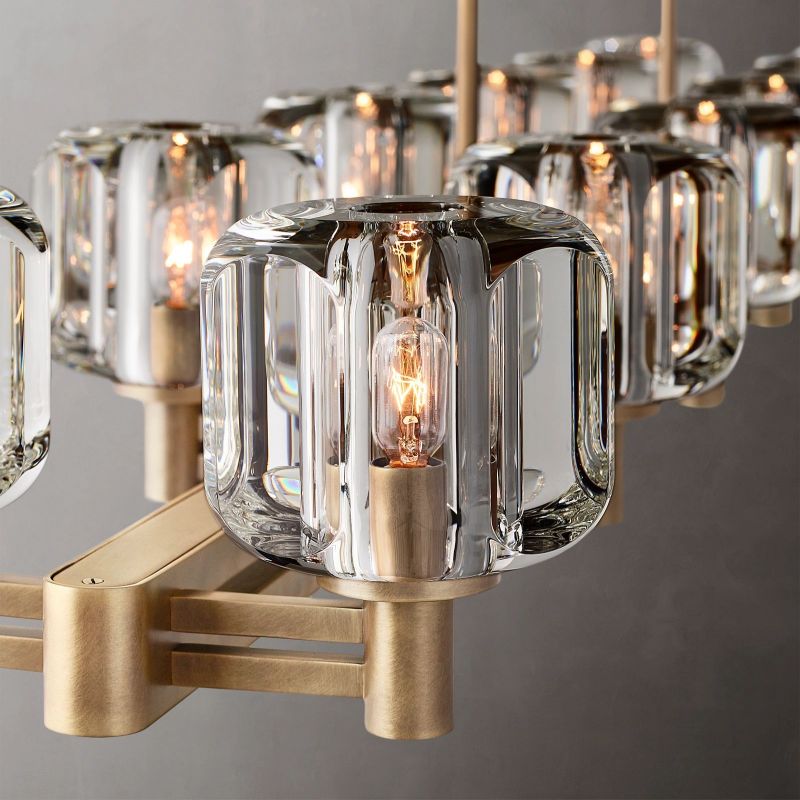 Demaret Modern Crystal Double Linear Chandelier 72"