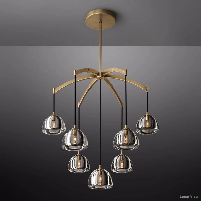 Hemisphere Domed Crystal Round Chandelier 36"