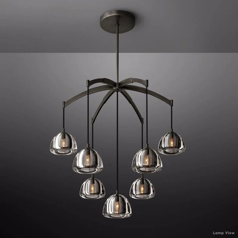 Hemisphere Domed Crystal Round Chandelier 36"