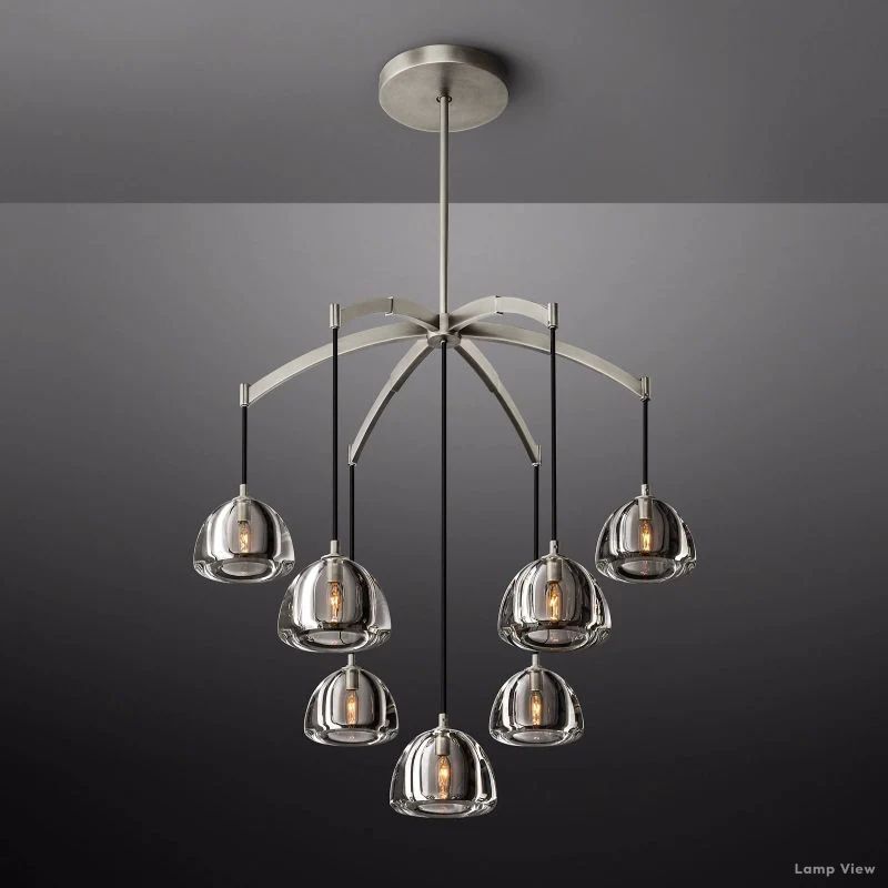 Hemisphere Domed Crystal Round Chandelier 36"