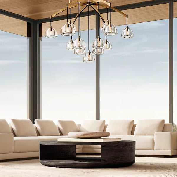 Hemisphere Domed Crystal Round Chandelier 36"